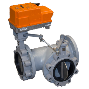 3 Way Butterfly Valve with Belimo Fail-Safe Damper Actuator (100 PSI)